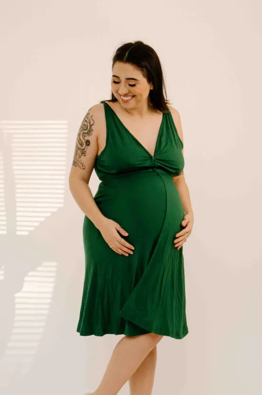 Juliet Labor & Postpartum Gown in Emerald-Limited Time sold by Lila Maternity