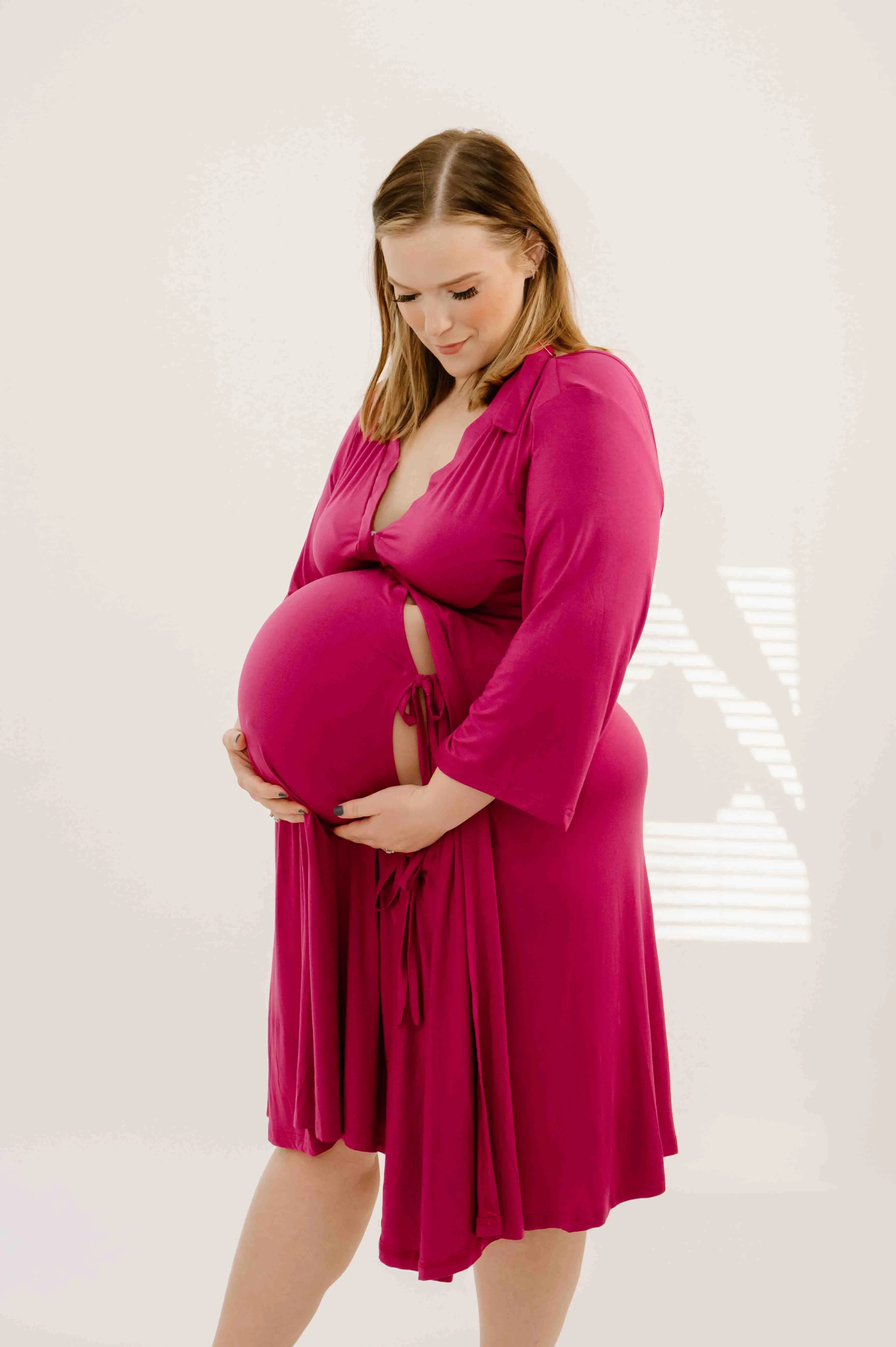 Lila Labor & Postpartum Gown in Raspberry Red sold by Lila Maternity product image thumbnail 2