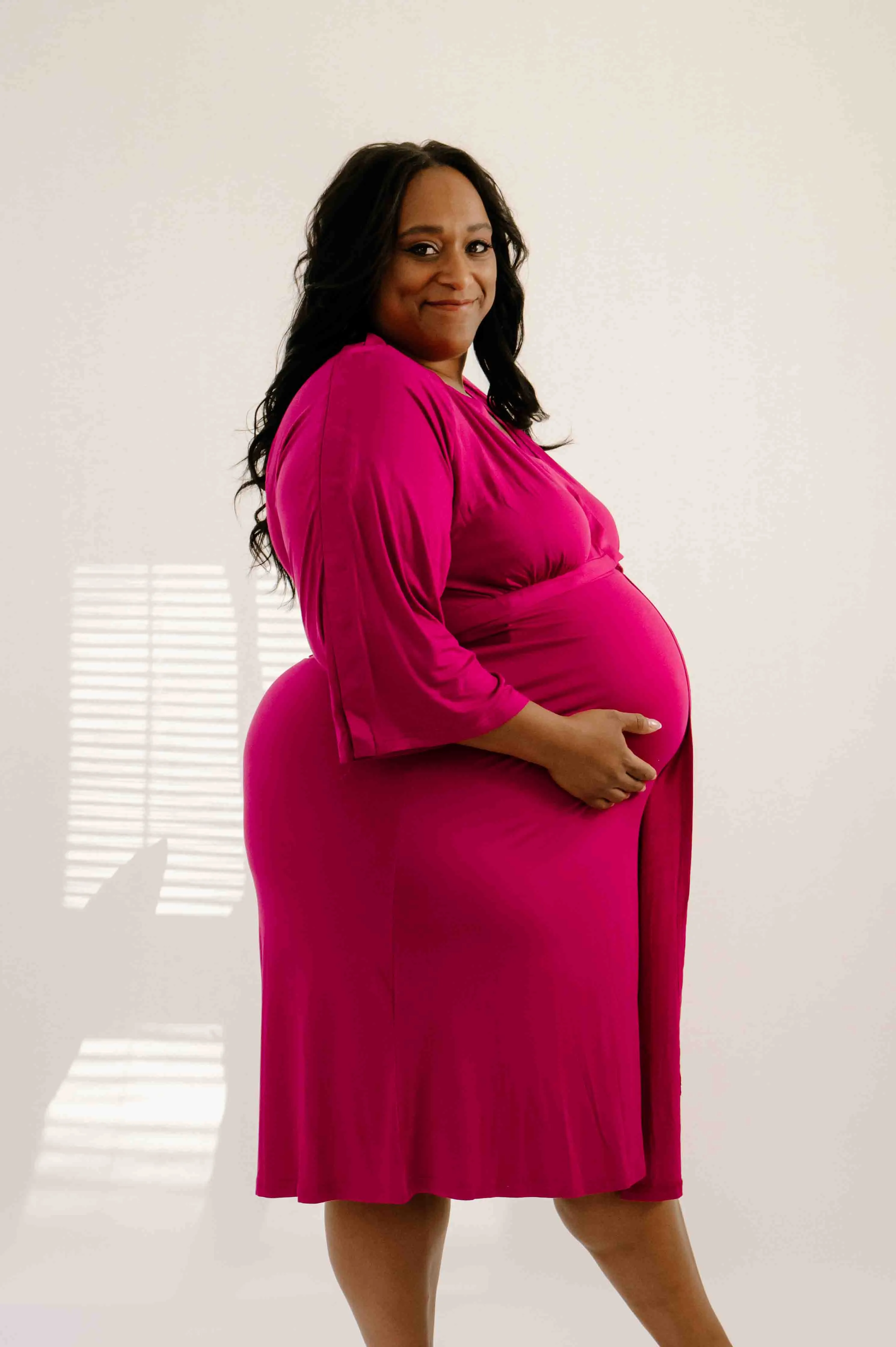 Amelia Labor & Postpartum Gown in Raspberry Red sold by Lila Maternity product image thumbnail 2