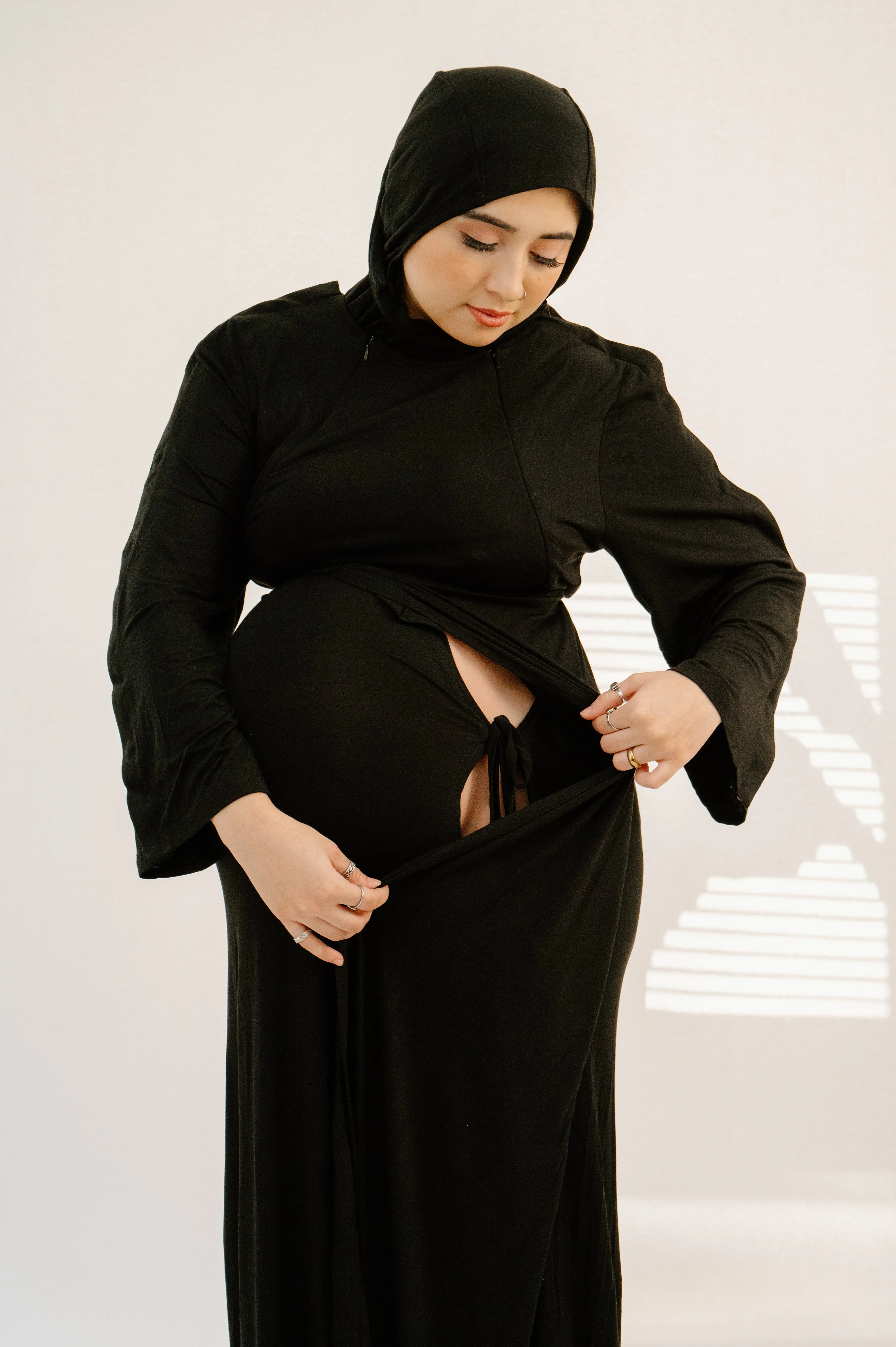 Nadia Labor & Postpartum Gown in Black sold by Lila Maternity product image thumbnail 2