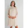 Textured Dot Chiffon Mock Neck Maternity Dress sold by Lila Maternity