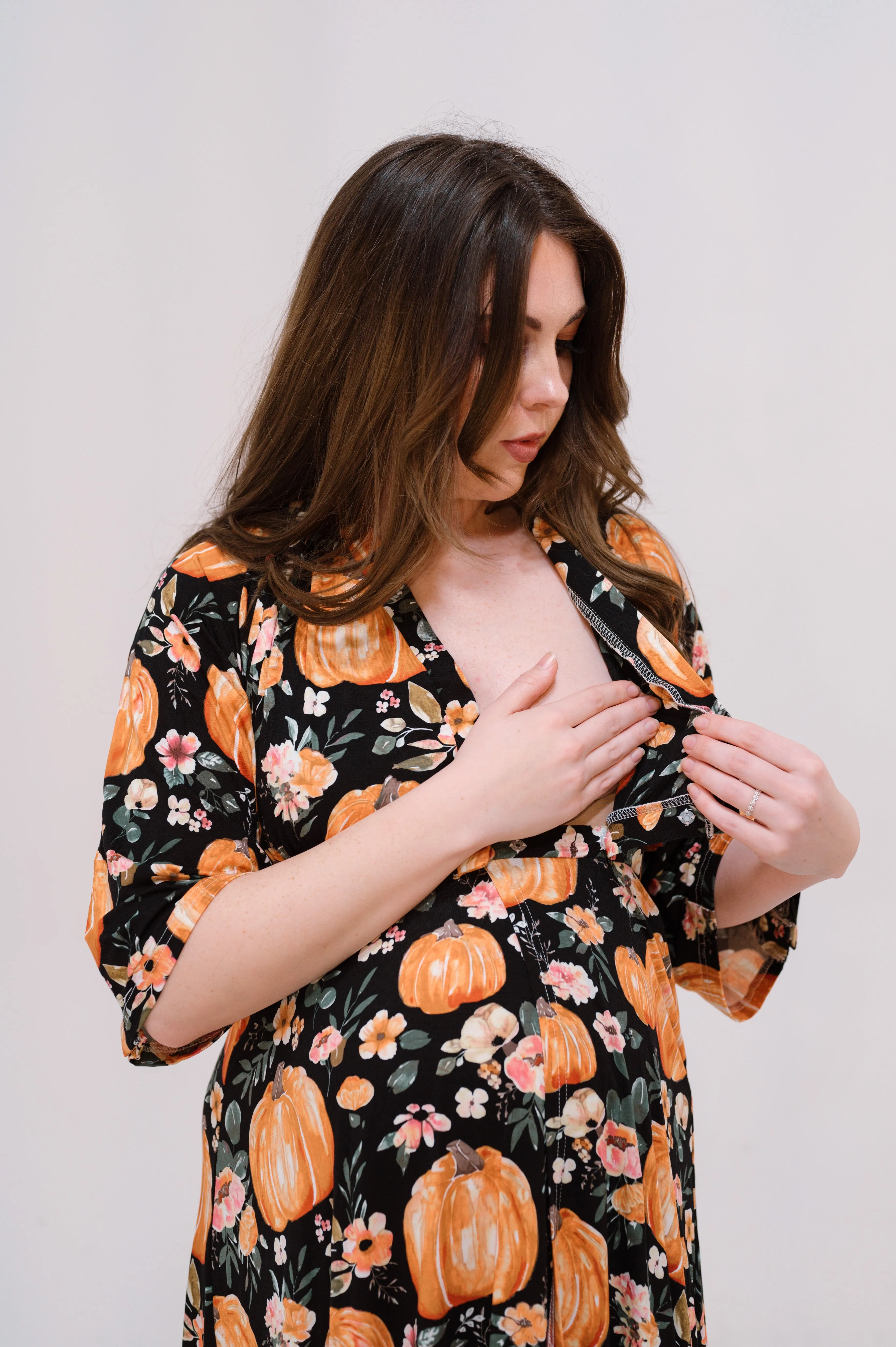 Amelia Labor & Postpartum Gown Harvest Floral sold by Lila Maternity product image thumbnail 3