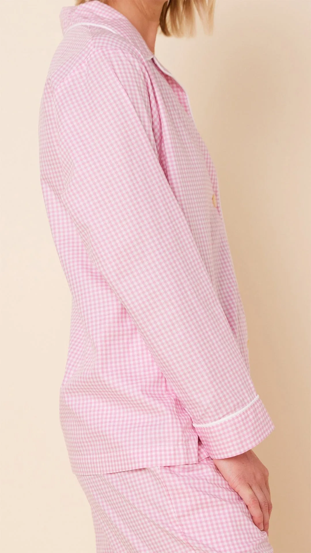 Classic Gingham Luxe Pima Pajama - Pink sold by the cat's pajamas product image thumbnail 4