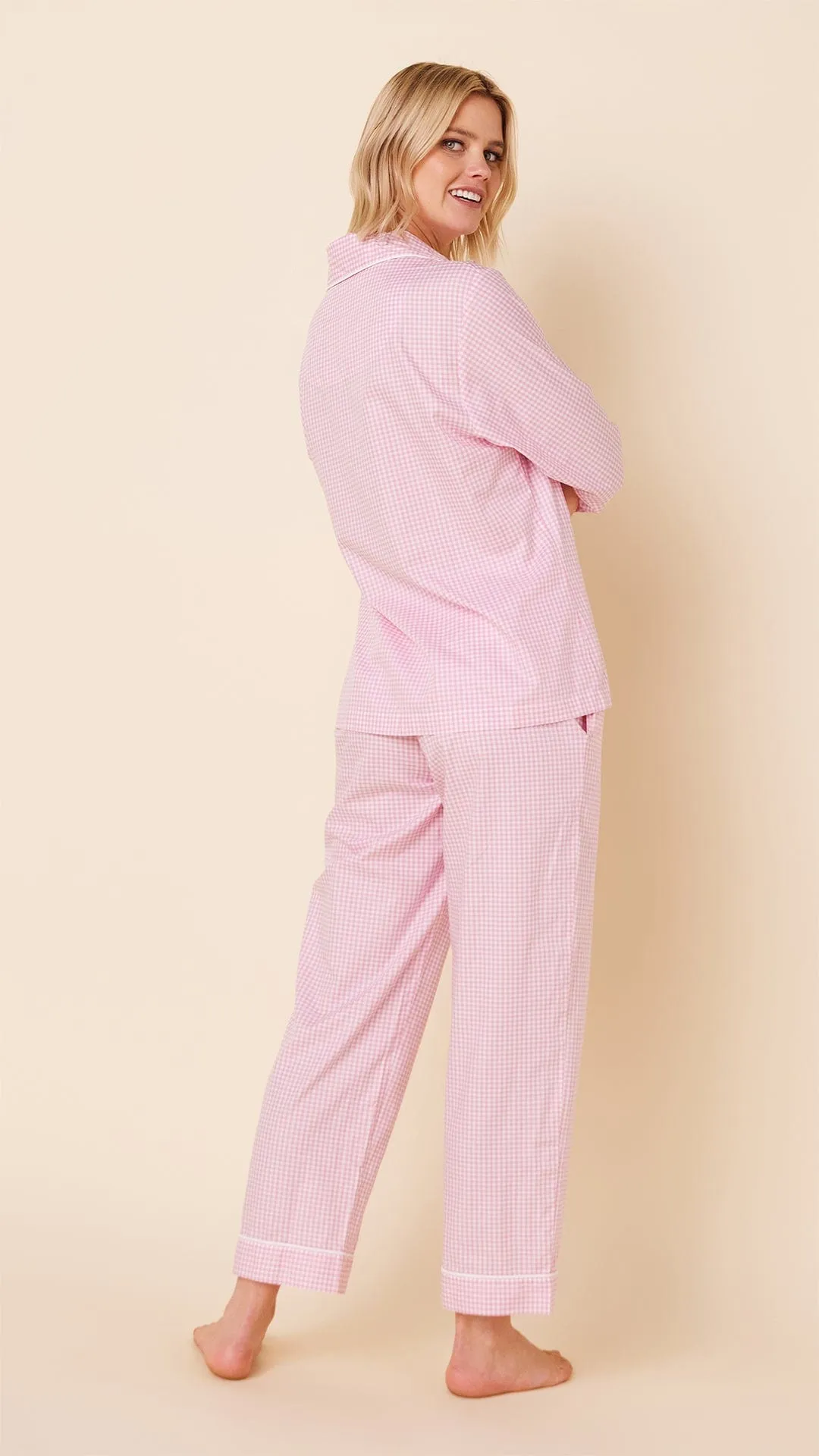 Classic Gingham Luxe Pima Pajama - Pink sold by the cat's pajamas product image thumbnail 3
