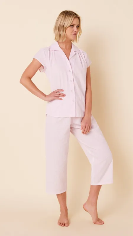 Seersucker Stripe Capri - Pink sold by the cat's pajamas