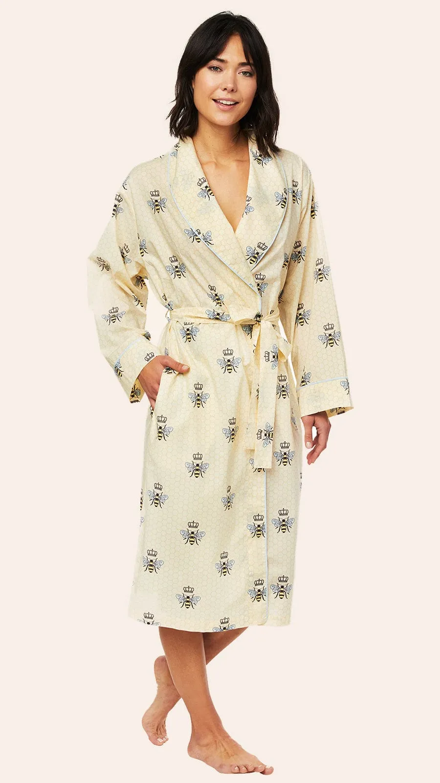Queen Bee Flannel Robe - Honey sold by the cat's pajamas