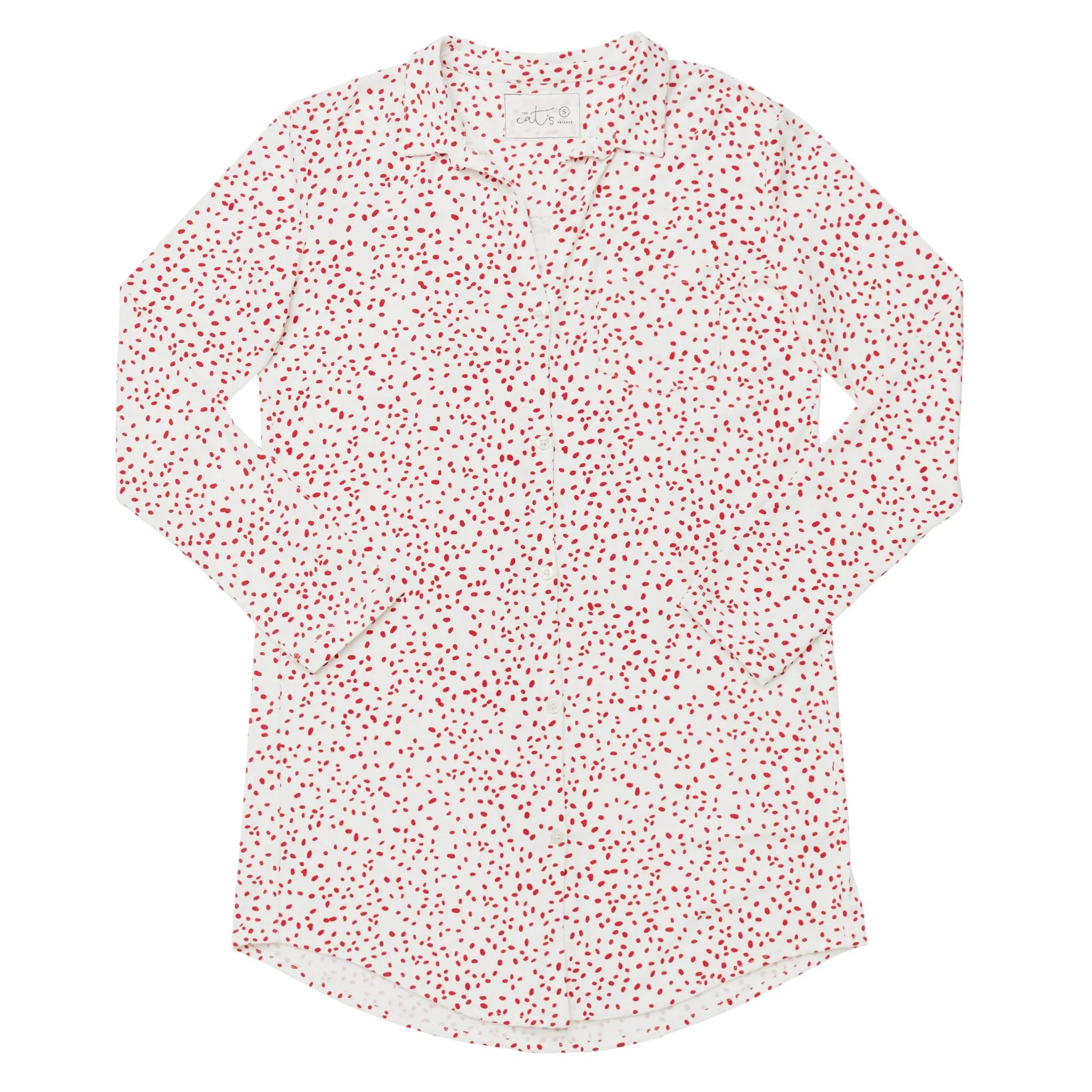 Confetti Dot Pima Knit Night Shirt - Red sold by the cat's pajamas product image thumbnail 2