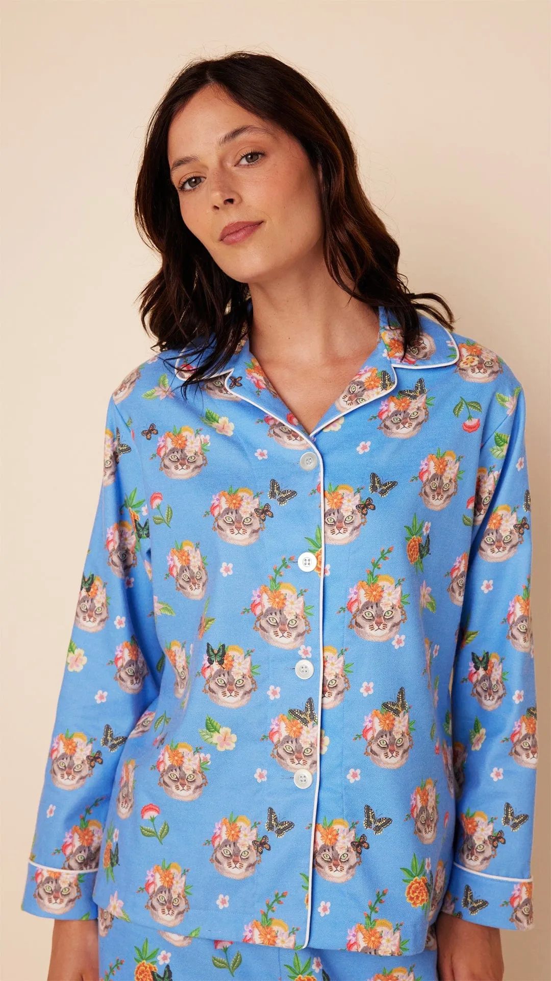 Flowery Feline Flannel Pajama sold by the cat's pajamas product image thumbnail 2