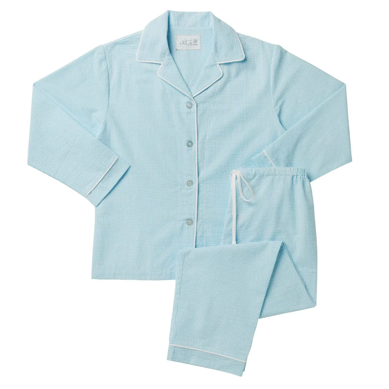 Seersucker Stripe Pajama - Blue sold by the cat's pajamas product image thumbnail 5