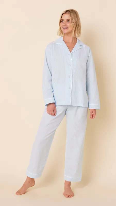 Seersucker Stripe Pajama - Blue made by the cat's pajamas