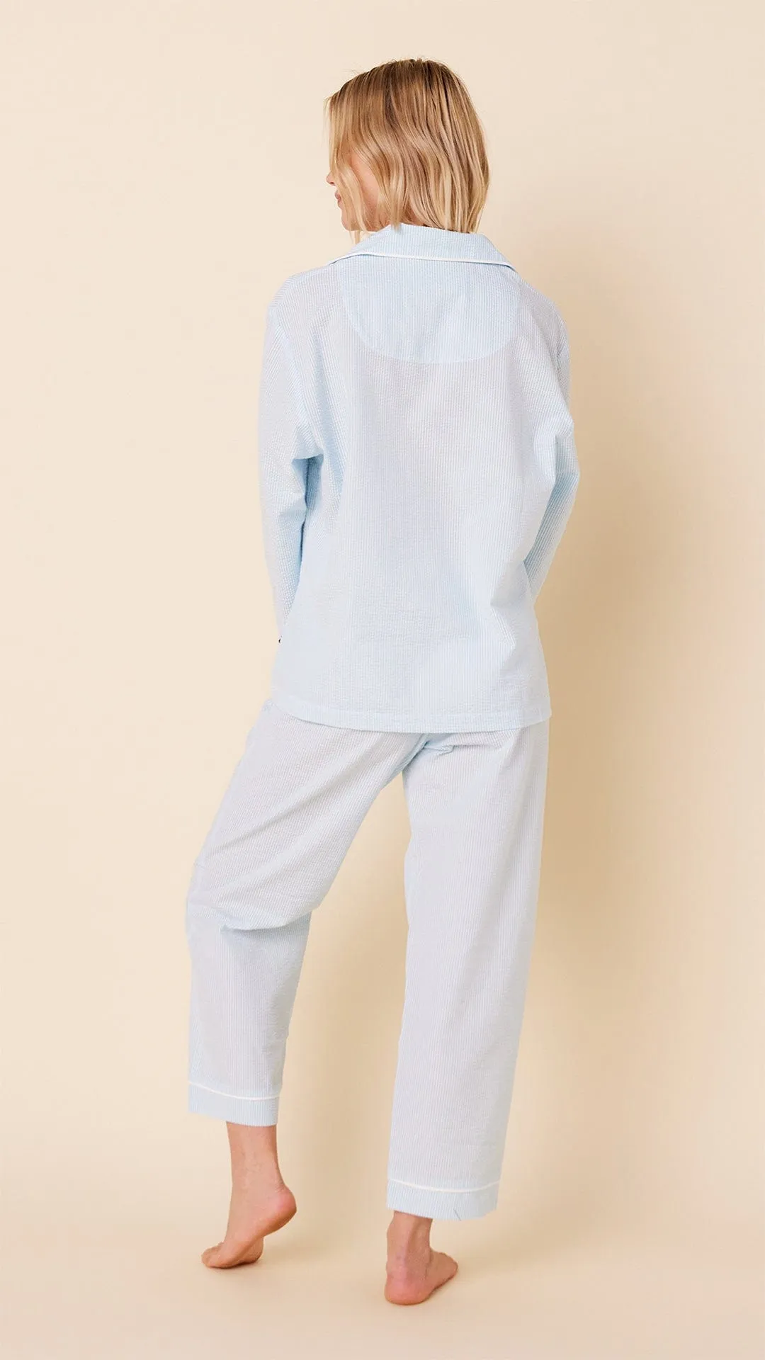 Seersucker Stripe Pajama - Blue sold by the cat's pajamas product image thumbnail 2