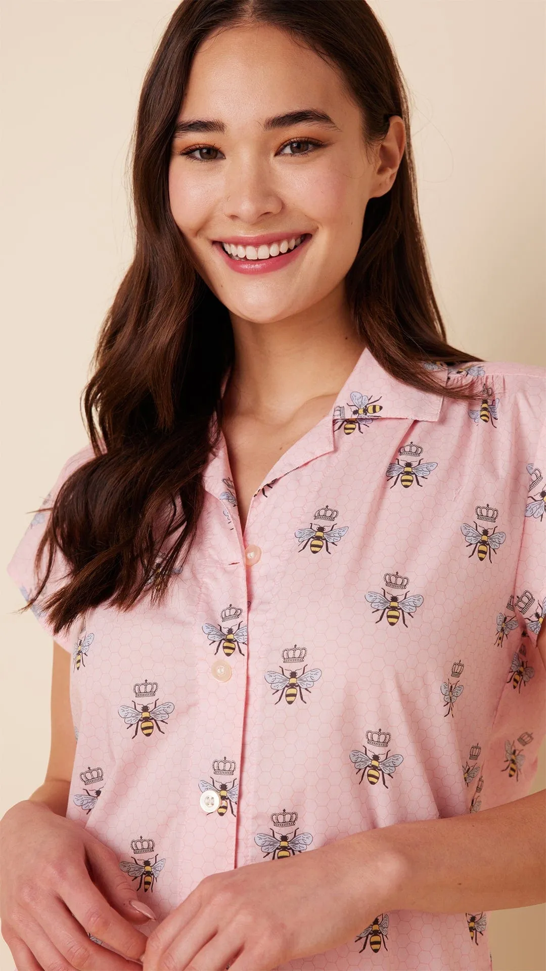 Queen Bee Luxe Pima Short Set - Pink sold by the cat's pajamas product image thumbnail 3