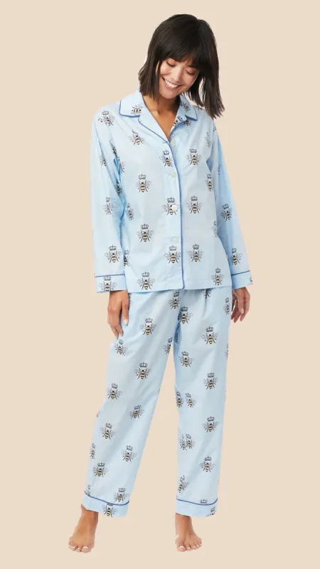 Queen Bee Luxe Pima Pajama - Blue sold by the cat's pajamas