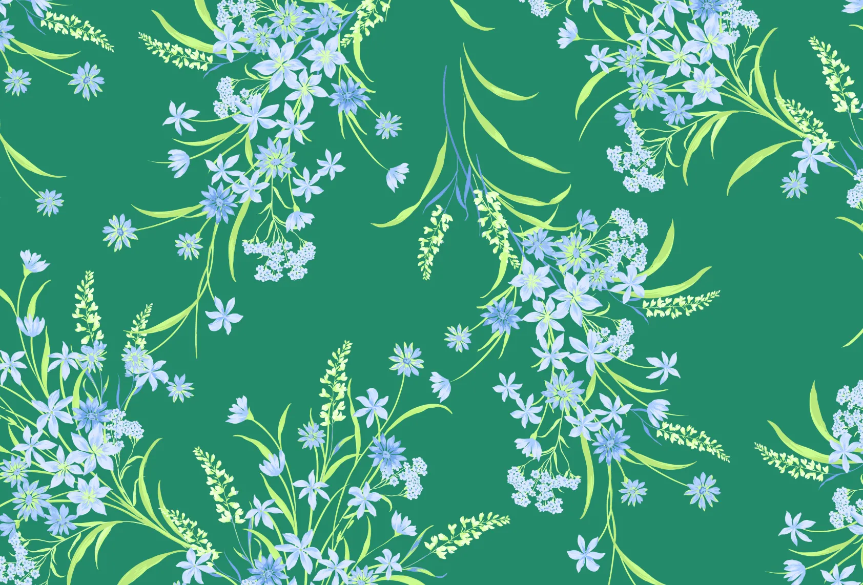 Green Floral Luxe Pima Long-Sleeved Pajama sold by the cat's pajamas product image thumbnail 4