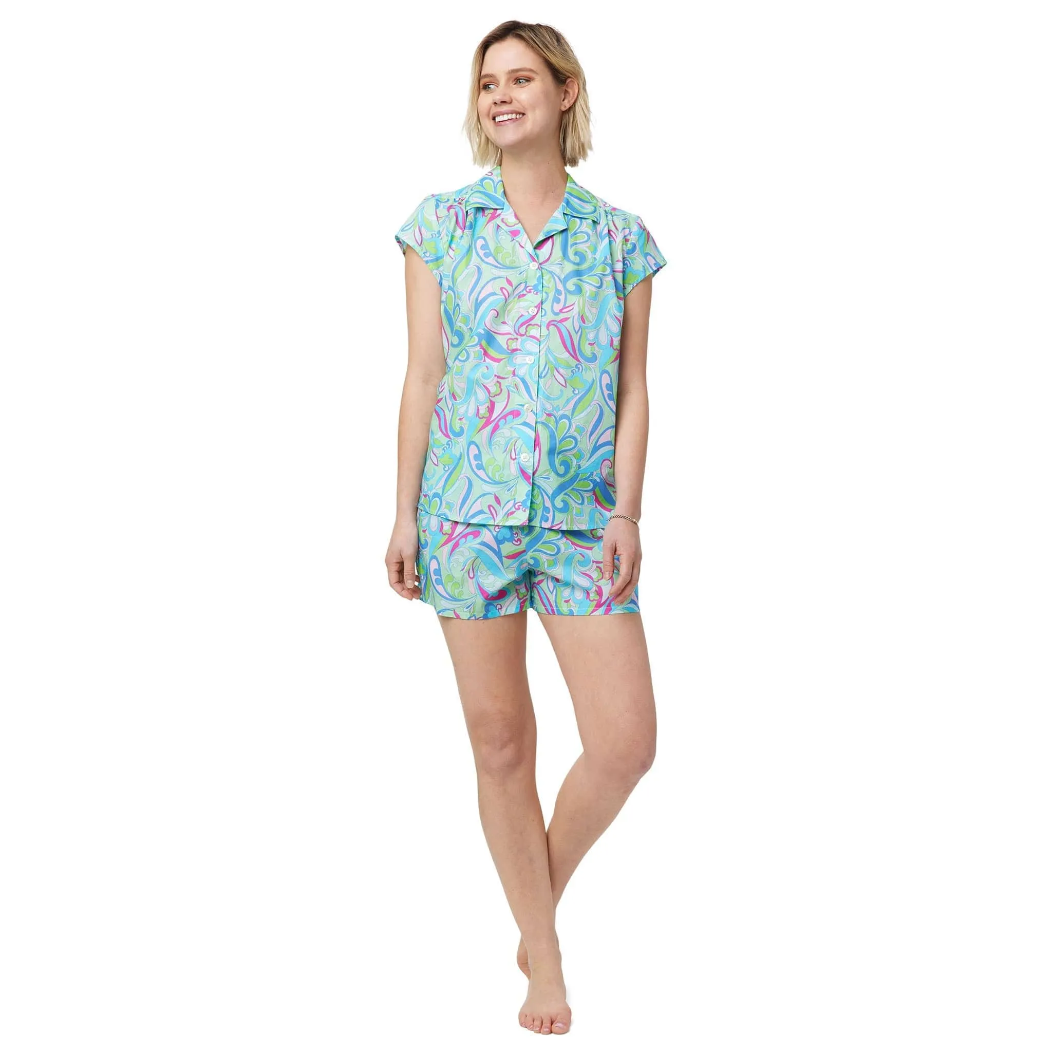 Day Tripper Luxe Pima Short Set sold by the cat's pajamas