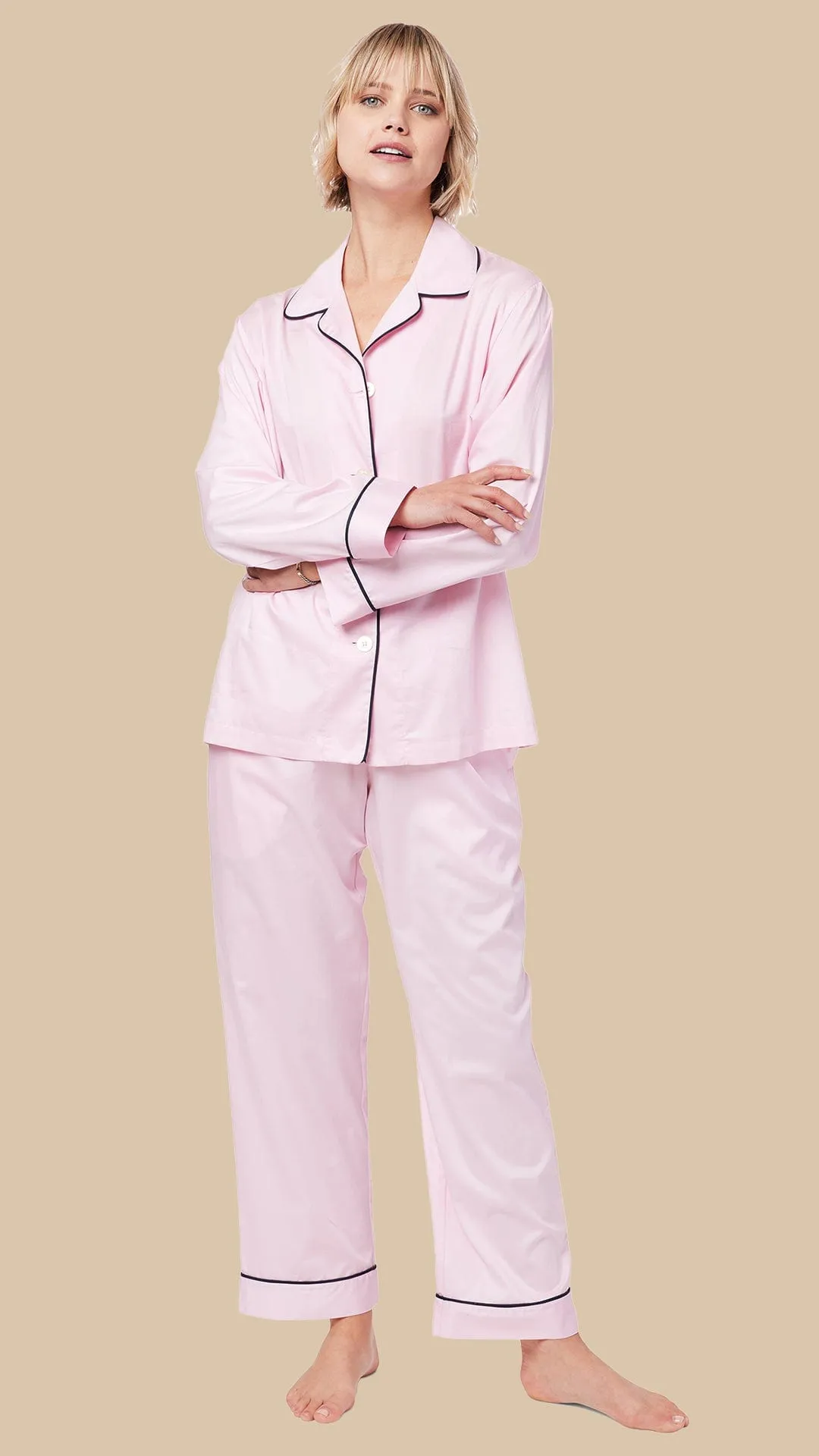 Classic Luxe Pima Pajama - Pink sold by the cat's pajamas