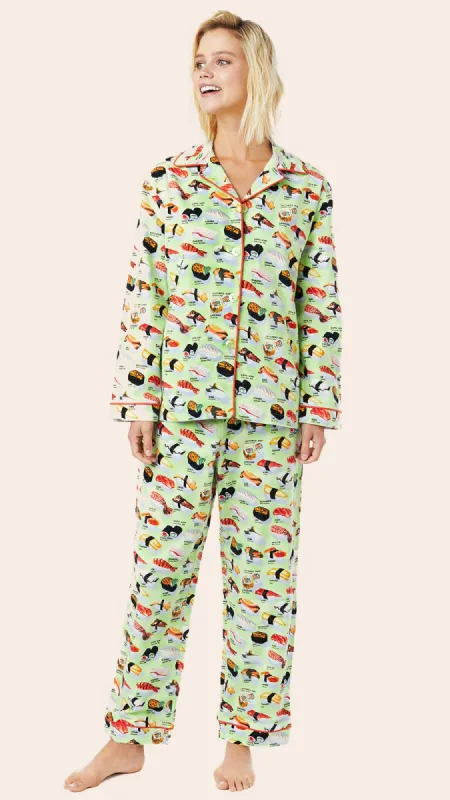 Sushi Flannel Pajama - Wasabi sold by the cat's pajamas