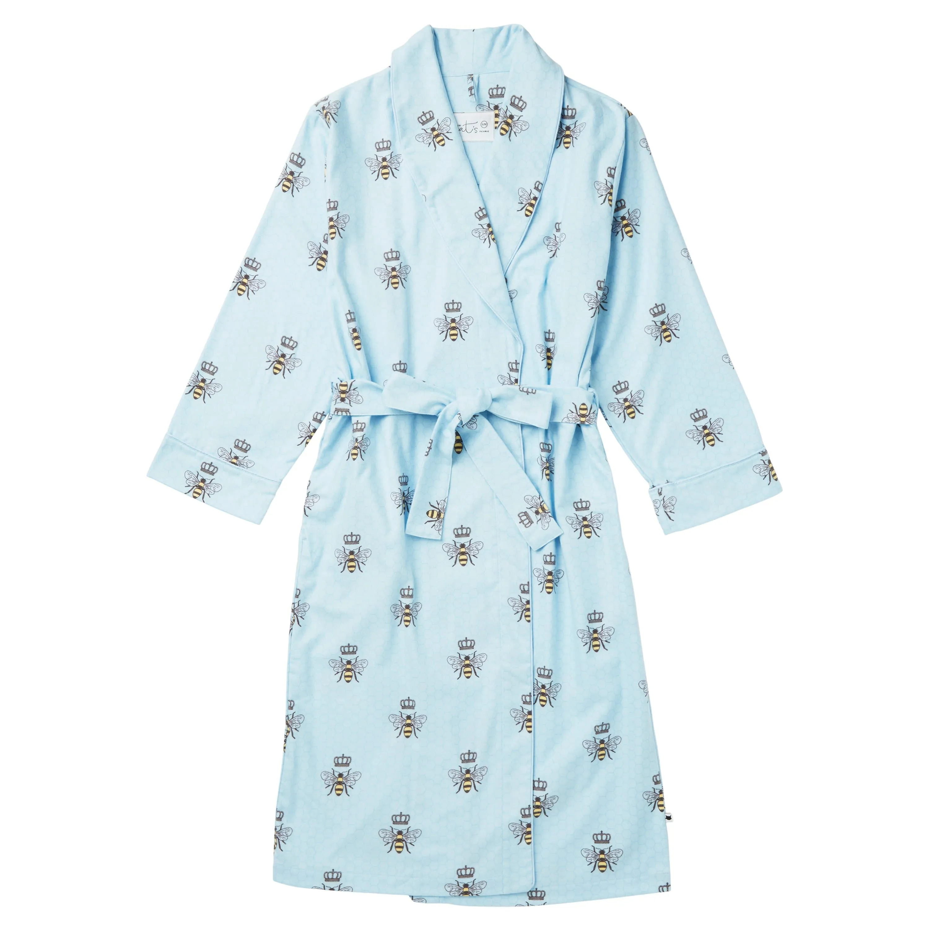Queen Bee Shawl Collar Flannel Robe - Blue sold by the cat's pajamas product image thumbnail 2