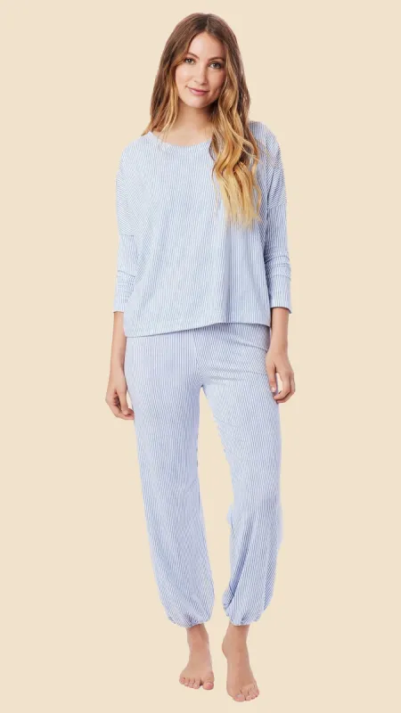 Simple Stripe Pima Knit Pullover Set sold by the cat's pajamas