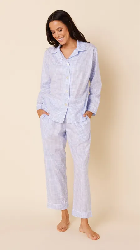 Classic Gingham Luxe Pima Pajama - Blue sold by the cat's pajamas