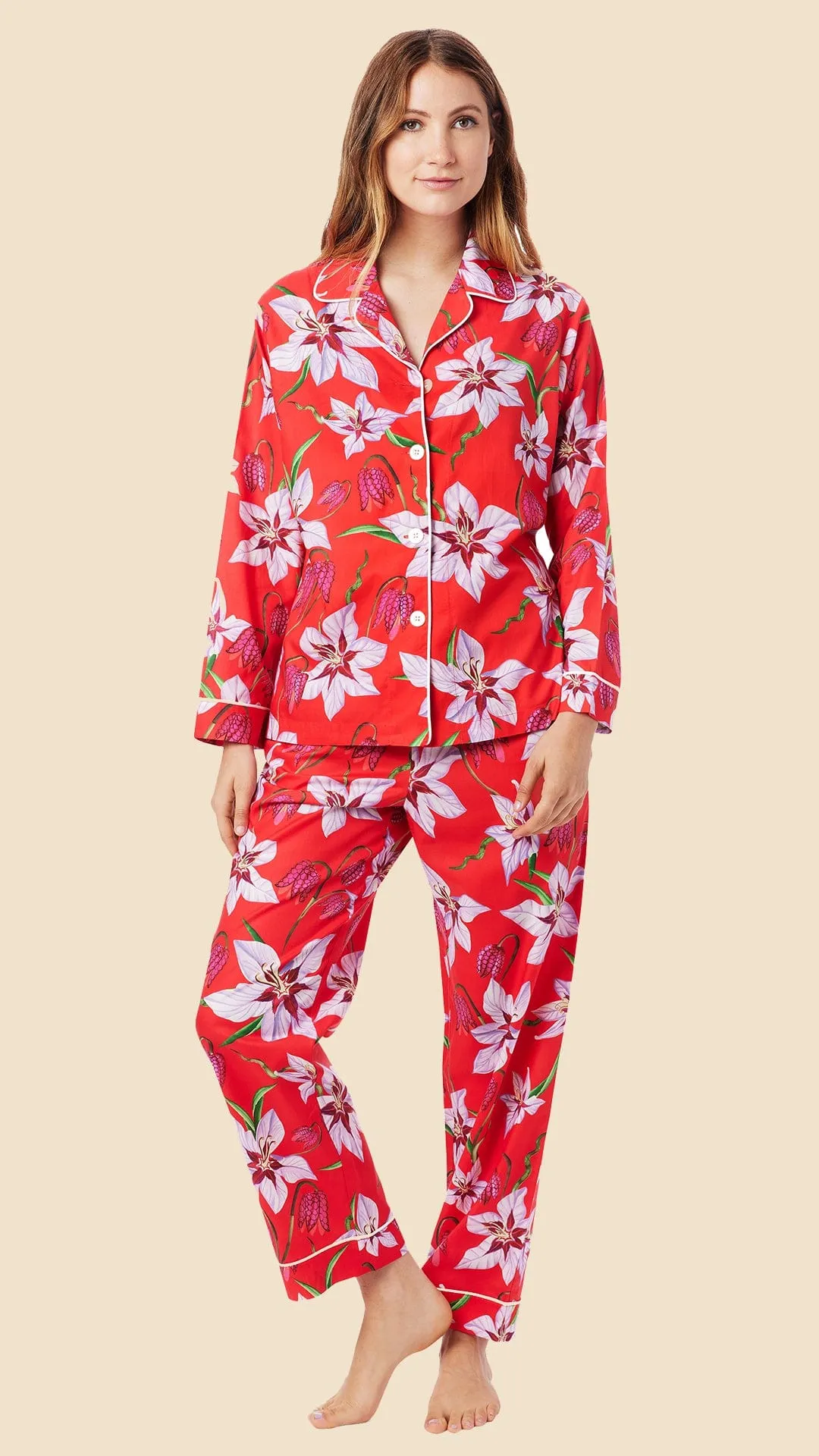 Eden Scarlet Luxe Pima Pajama sold by the cat's pajamas