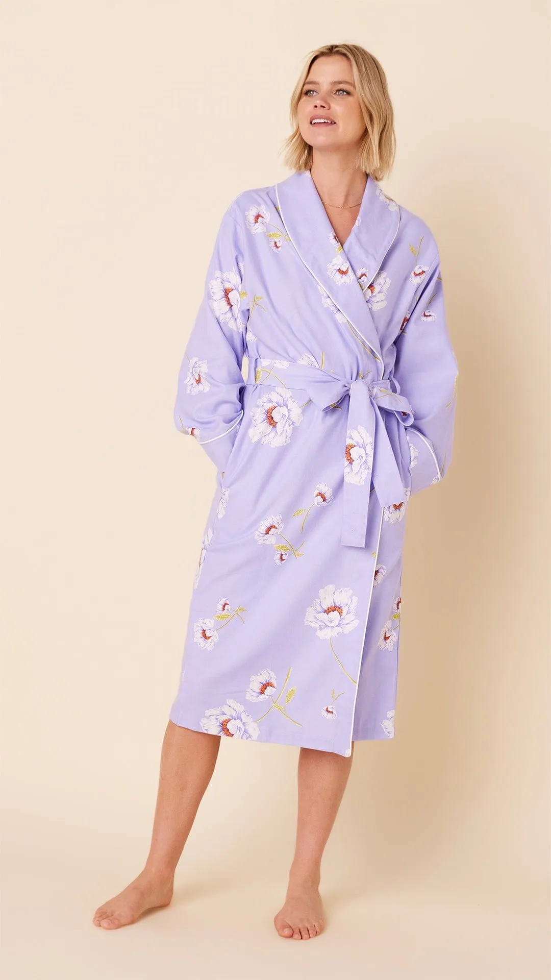 Isabella Flannel Robe sold by the cat's pajamas