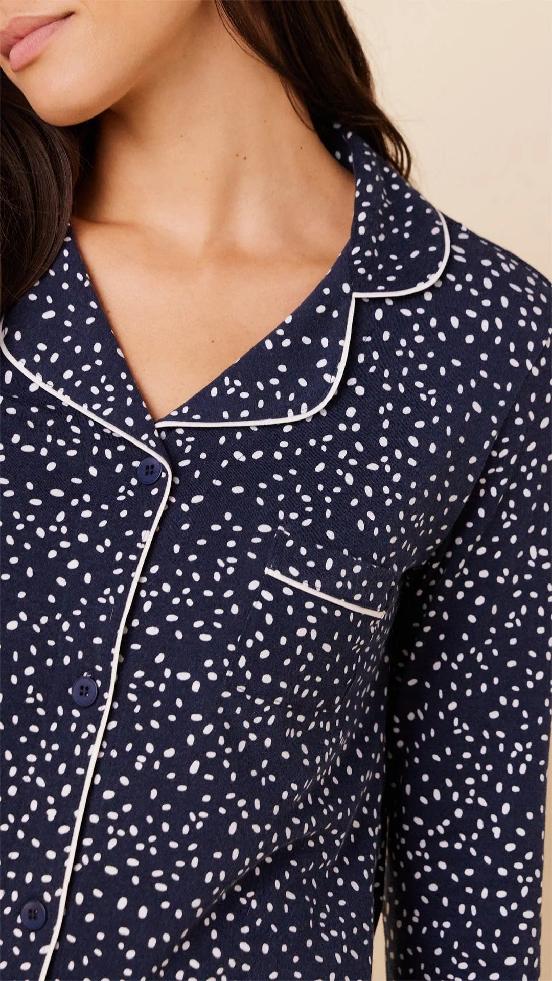 Confetti Dot Pima Knit Long-Sleeved Short Set sold by the cat's pajamas product image thumbnail 3