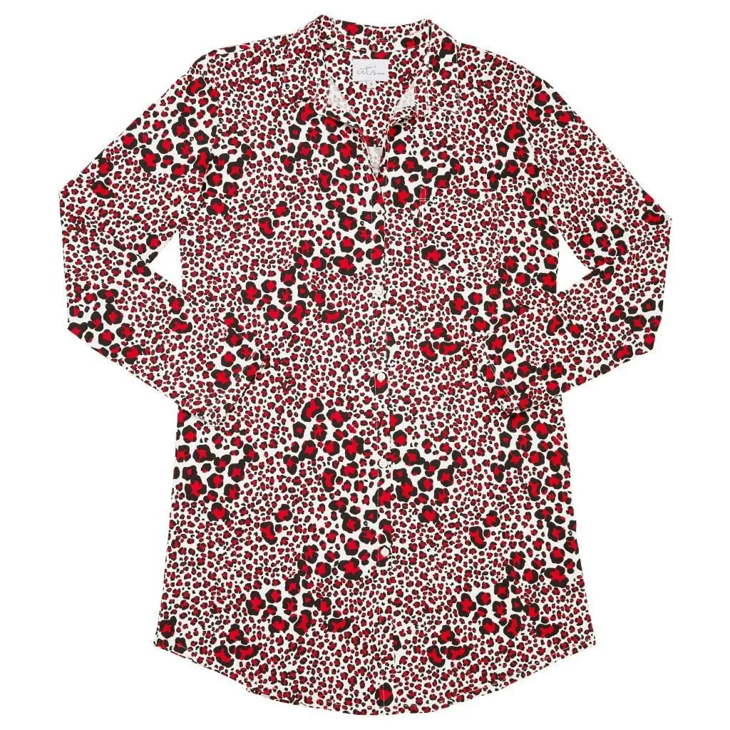 Snow Leopard Pima Knit Night Shirt sold by the cat's pajamas product image thumbnail 2