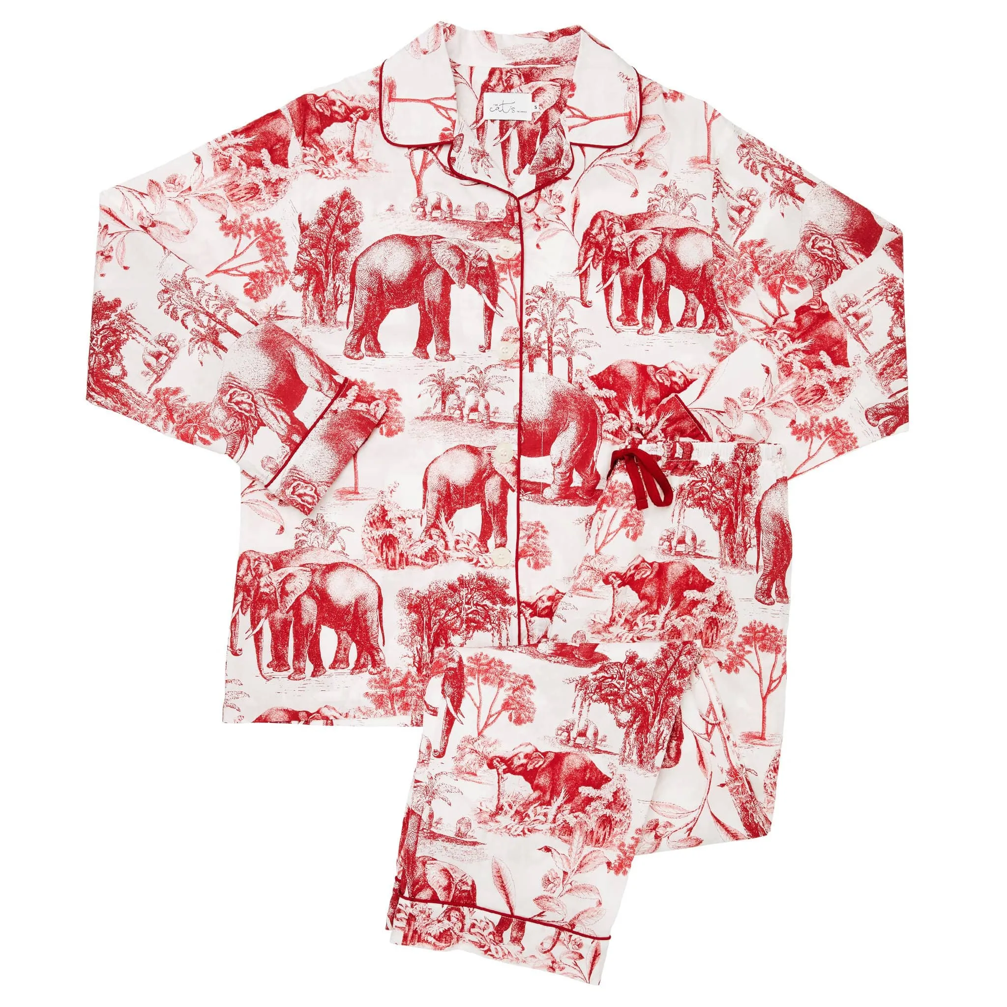 Safari Toile Luxe Pima Cotton Pajama - Red sold by the cat's pajamas product image thumbnail 3