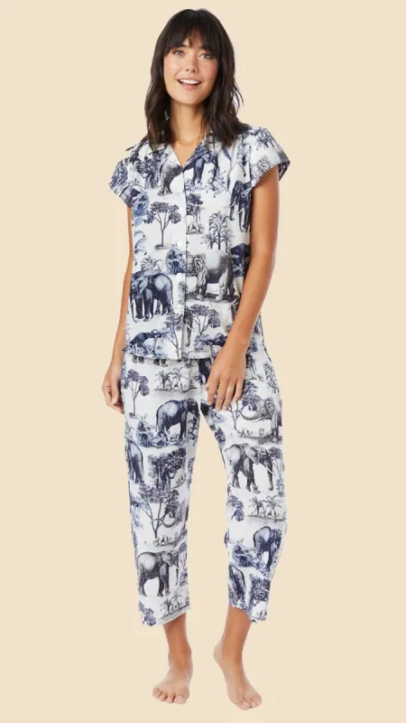 Safari Toile Luxe Pima Cotton Capri sold by the cat's pajamas