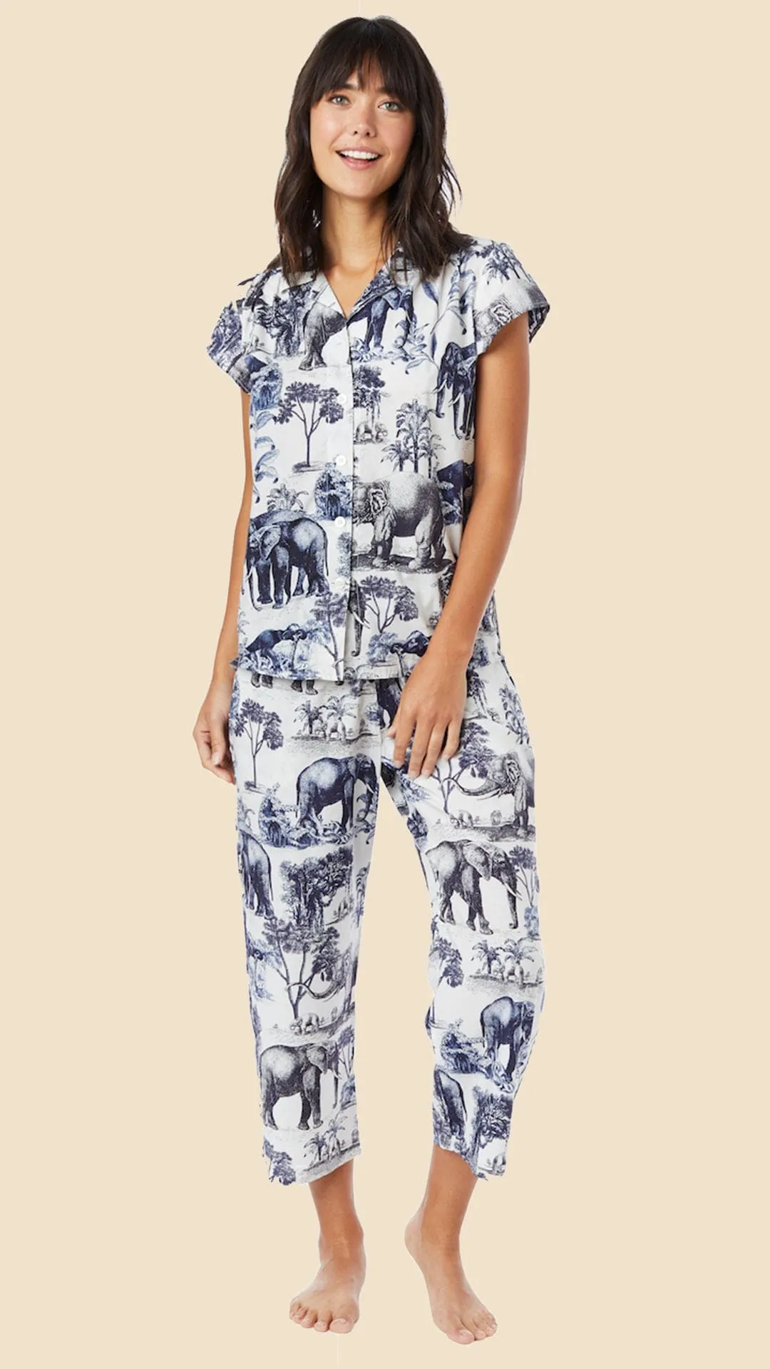 Safari Toile Luxe Pima Capri sold by the cat's pajamas