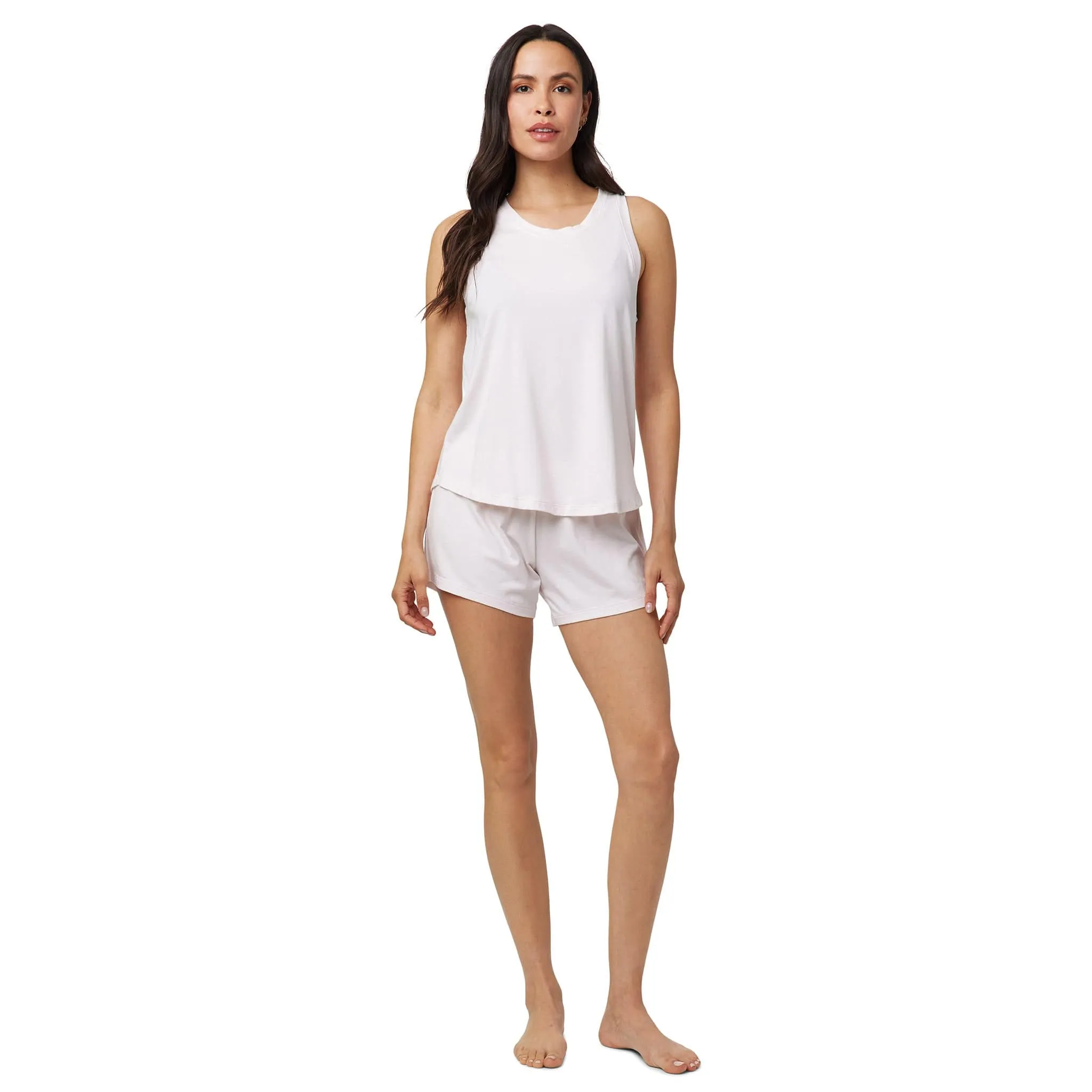 Classic Pima Knit Tank with Short - Powder Pink sold by the cat's pajamas