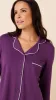 Classic Pima Knit Long-Sleeved Short Set - Aubergine sold by the cat's pajamas