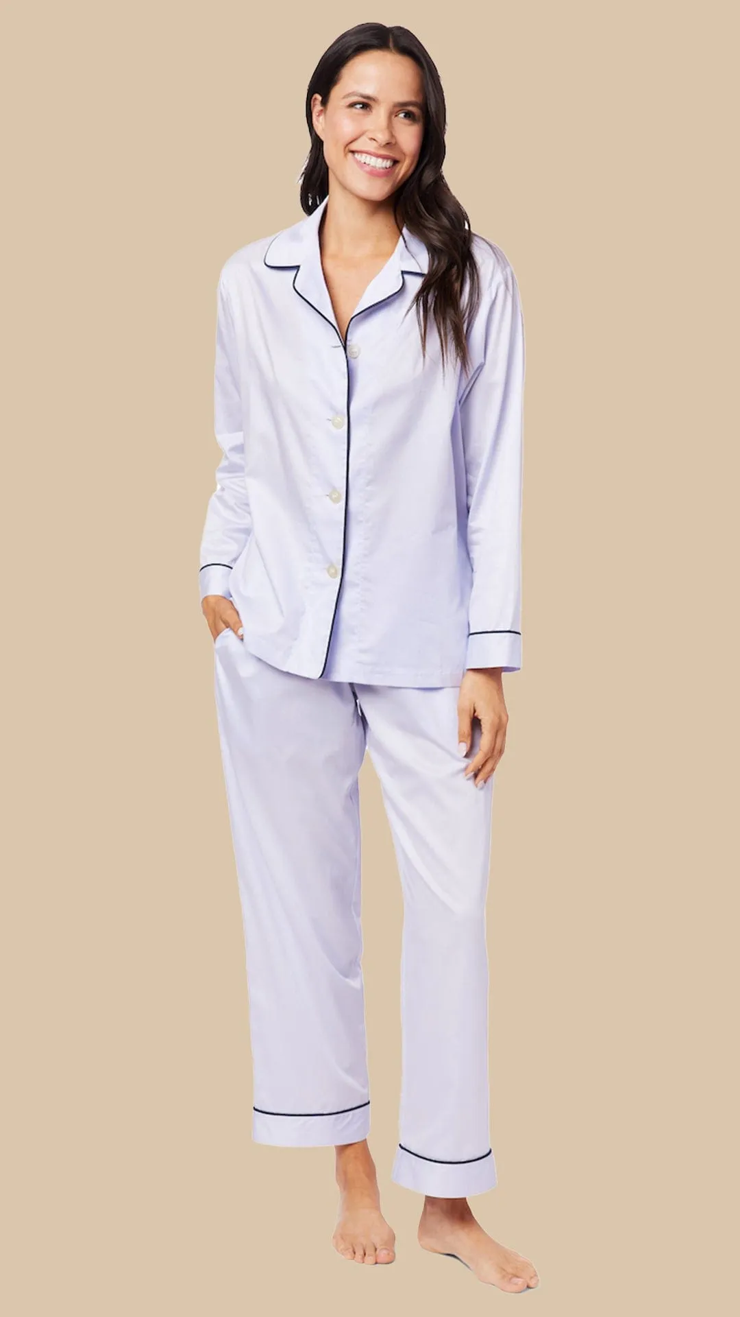 Classic Luxe Pima Pajama - Periwinkle sold by the cat's pajamas