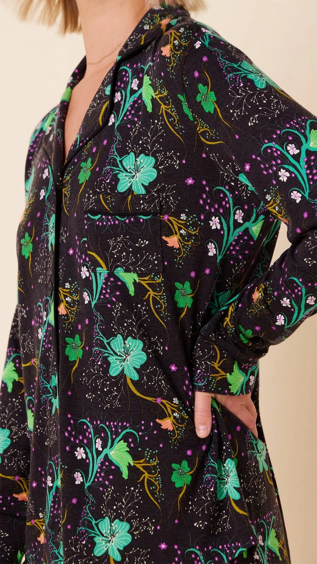 Stargazer Pima Knit Long-Sleeved Short Set sold by the cat's pajamas product image thumbnail 3