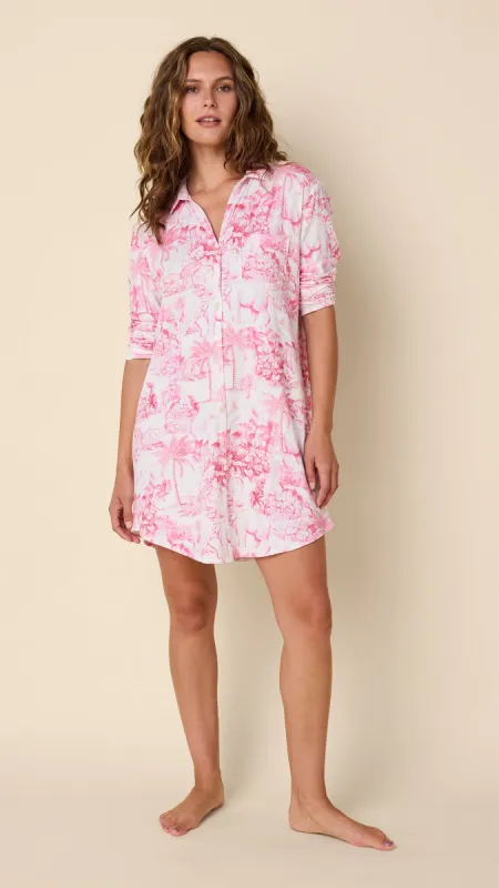 Palm Grove Toile Pima Knit Night Shirt sold by the cat's pajamas