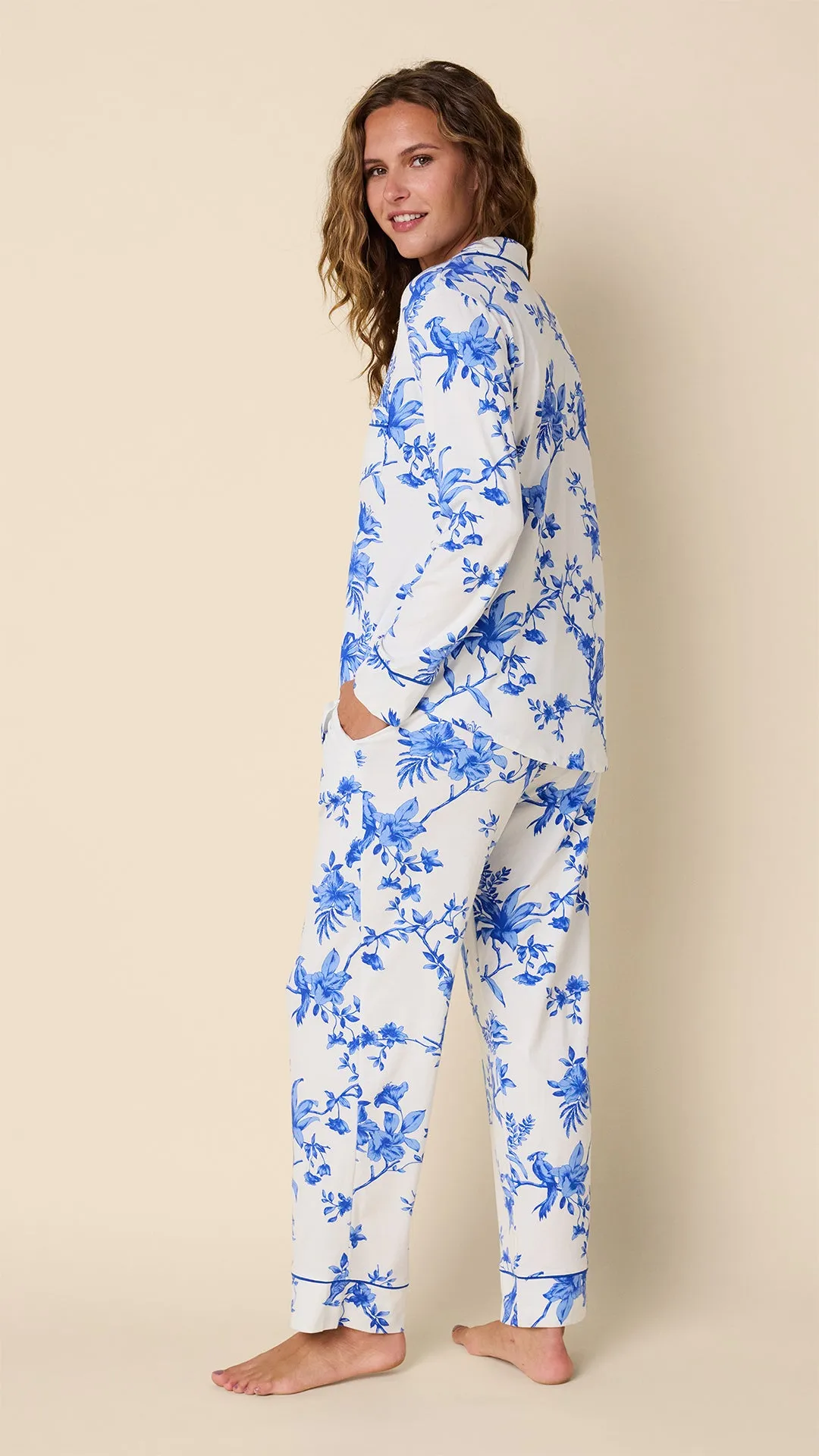 Bluebird Blossom Pima Knit Long-Sleeved Pajama sold by the cat's pajamas product image thumbnail 3