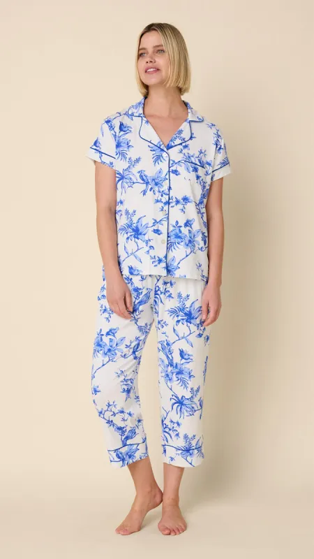 Bluebird Blossom Pima Knit Capri Set sold by the cat's pajamas