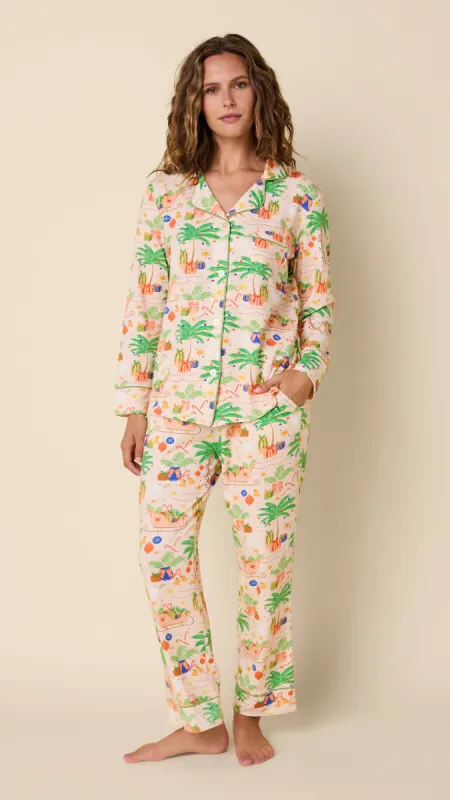 California Christmas Pima Knit Long-Sleeved Pajama sold by the cat's pajamas