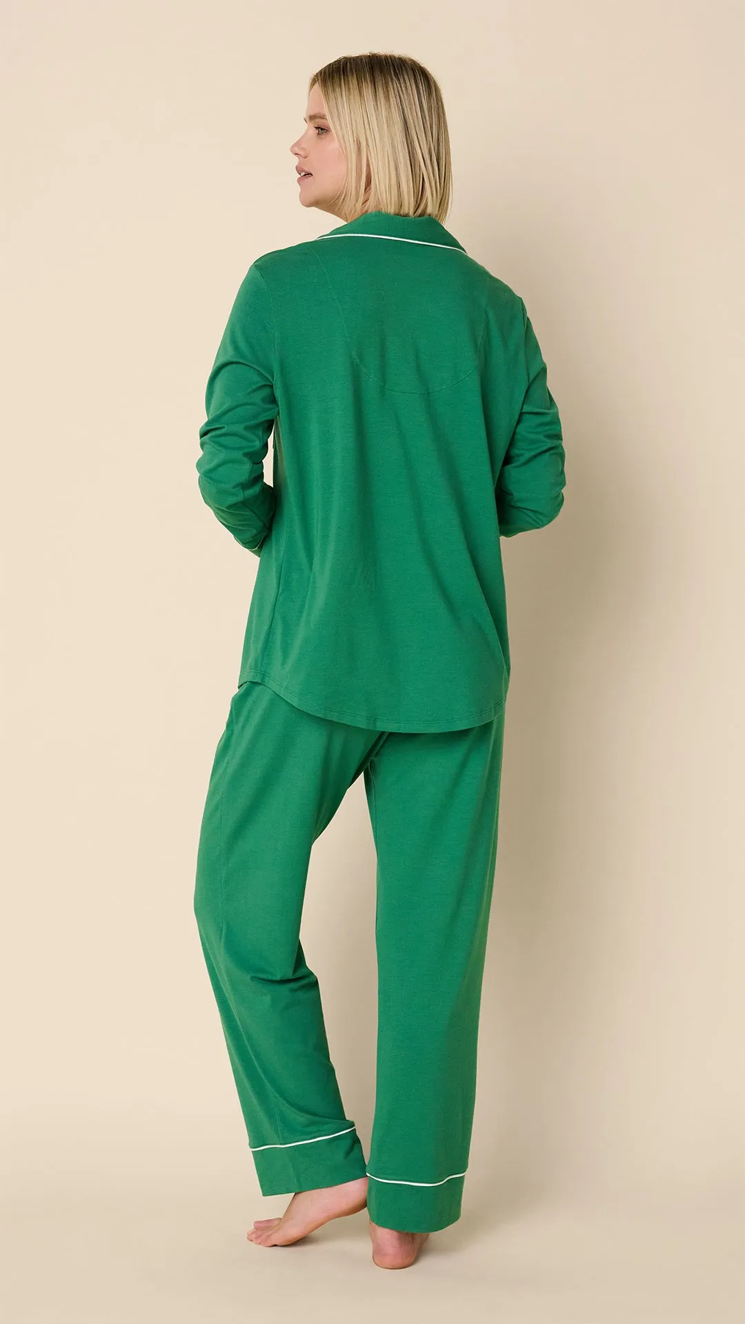 Classic Pima Knit Long-Sleeved Pajama - Pine sold by the cat's pajamas product image thumbnail 3
