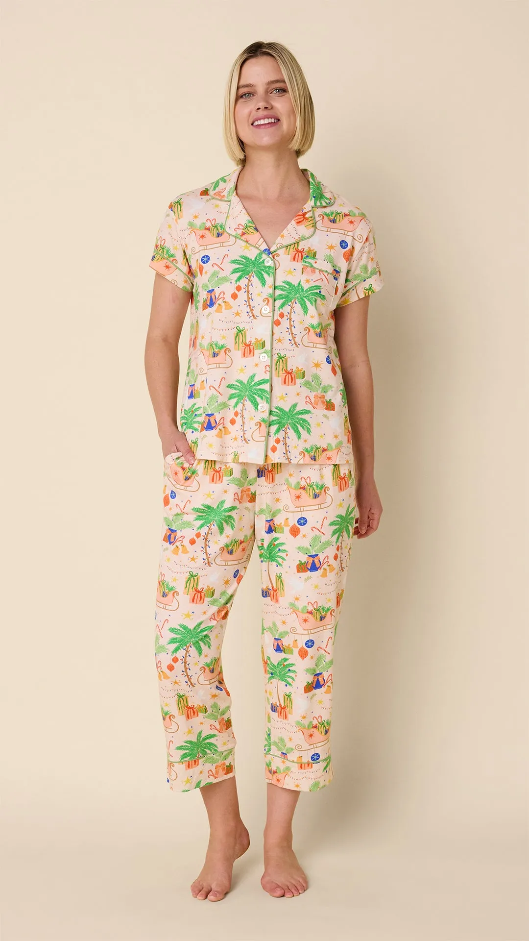 California Christmas Pima Knit Capri Set sold by the cat's pajamas