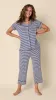 Essential Stripe Pima Knit Capri Set - Navy sold by the cat's pajamas