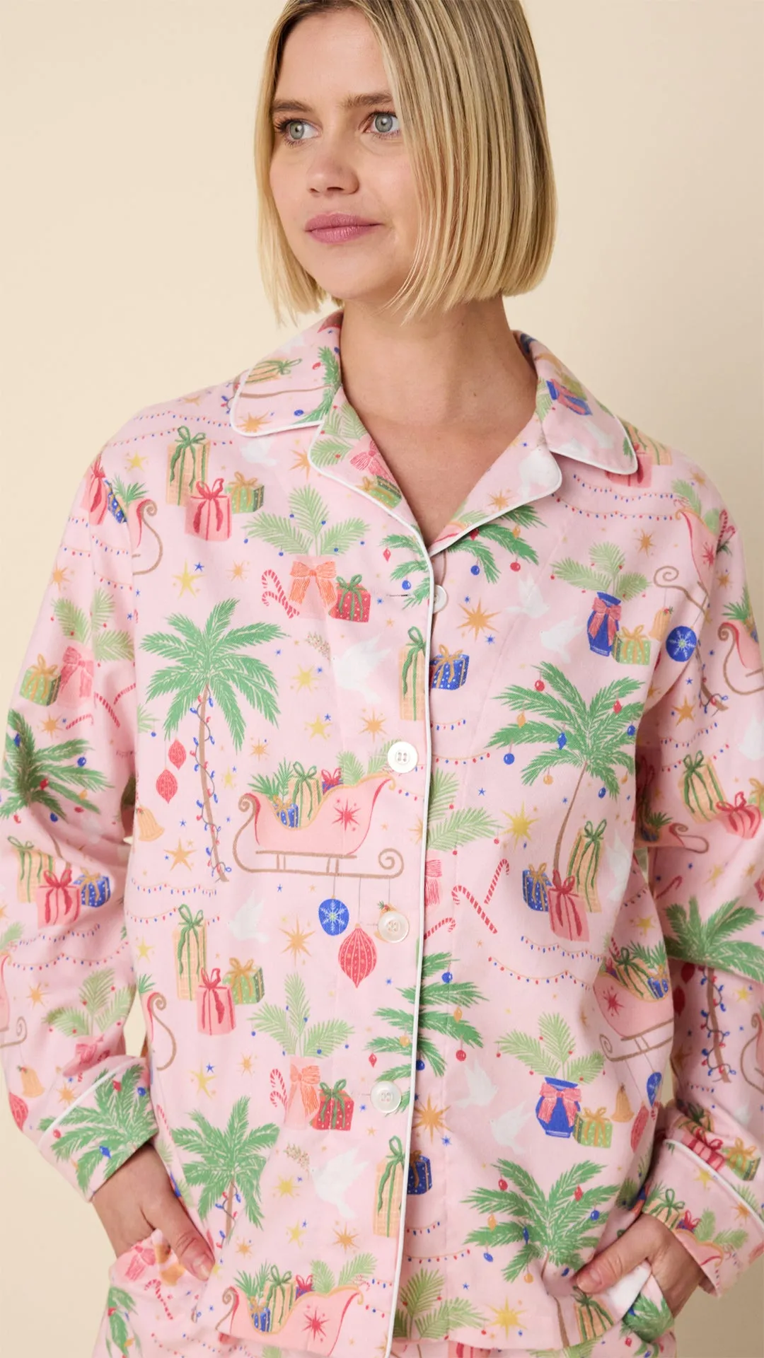 California Christmas Flannel Long-Sleeved Pajama sold by the cat's pajamas product image thumbnail 2