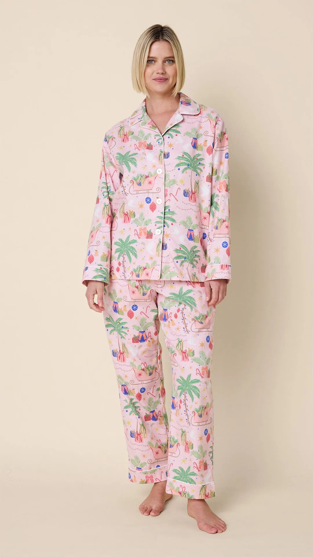 California Christmas Flannel Long-Sleeved Pajama sold by the cat's pajamas