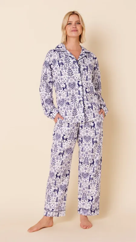 Holly Jolly Flannel Pajama - Blue sold by the cat's pajamas