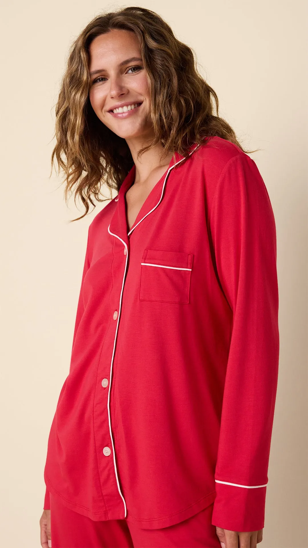 Classic Pima Knit Long-Sleeved Pajama - Red sold by the cat's pajamas product image thumbnail 2