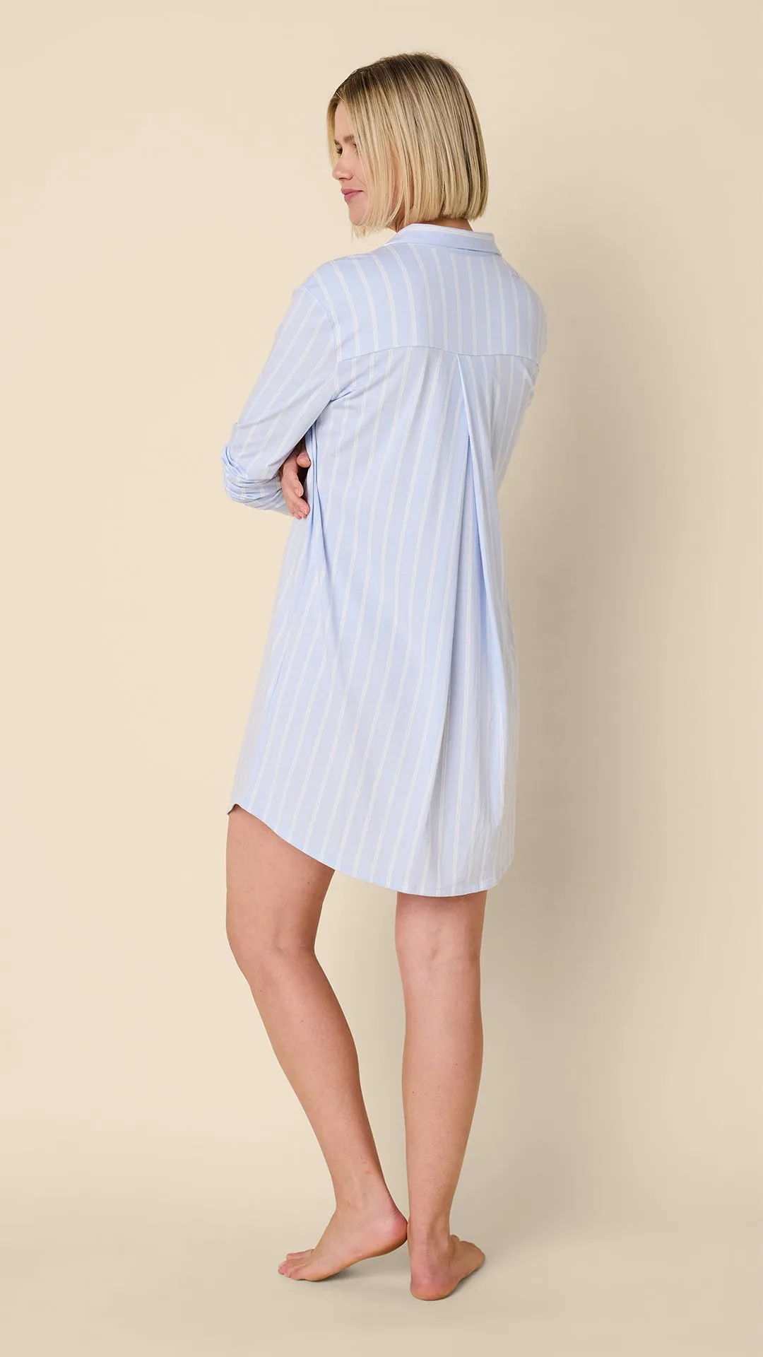 Heritage Stripe Pima Knit Night Shirt - Blue sold by the cat's pajamas product image thumbnail 3