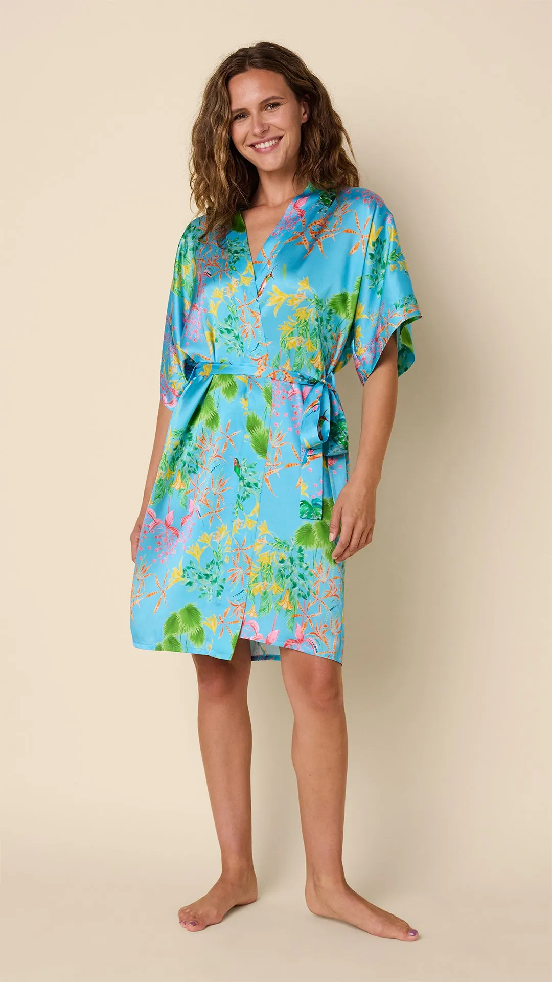 Hummingbird Silk Kimono Robe sold by the cat's pajamas
