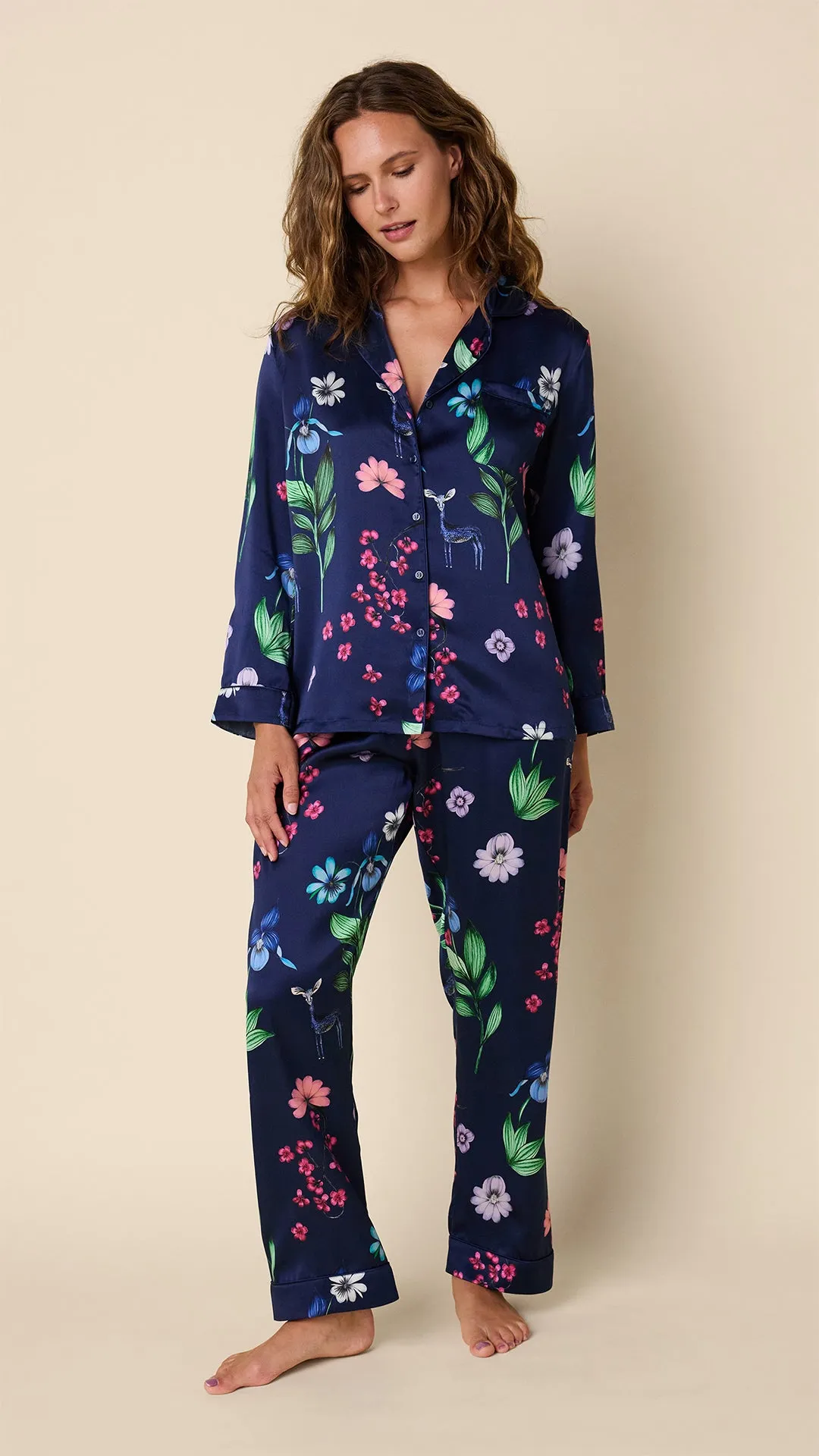 Deerly Silk Pajama sold by the cat's pajamas