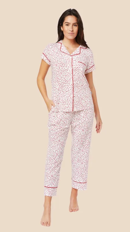 Confetti Dot Pima Knit Capri - Red sold by the cat's pajamas